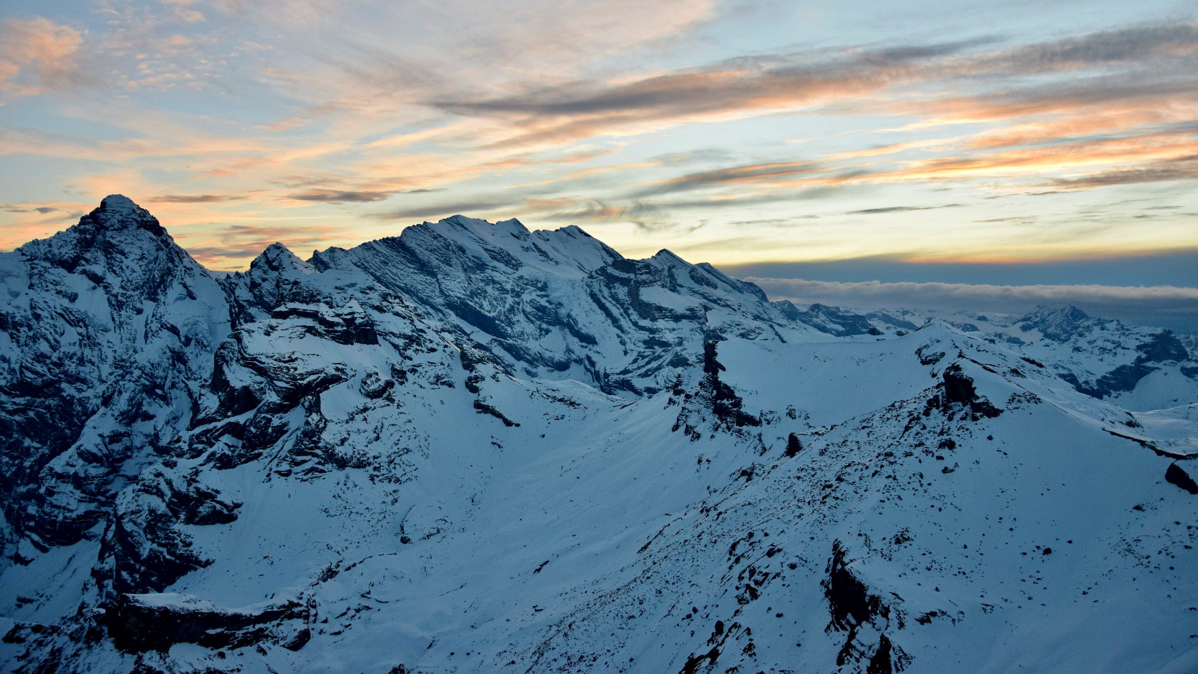 Alpine golden hour from the Schilthorn, Bernese Oberland, Switzerland, 2015